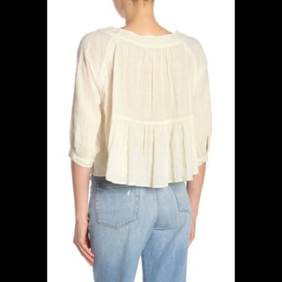 Free People Sea to Shore Ivory Cropped Blouse - Picture 2 of 7